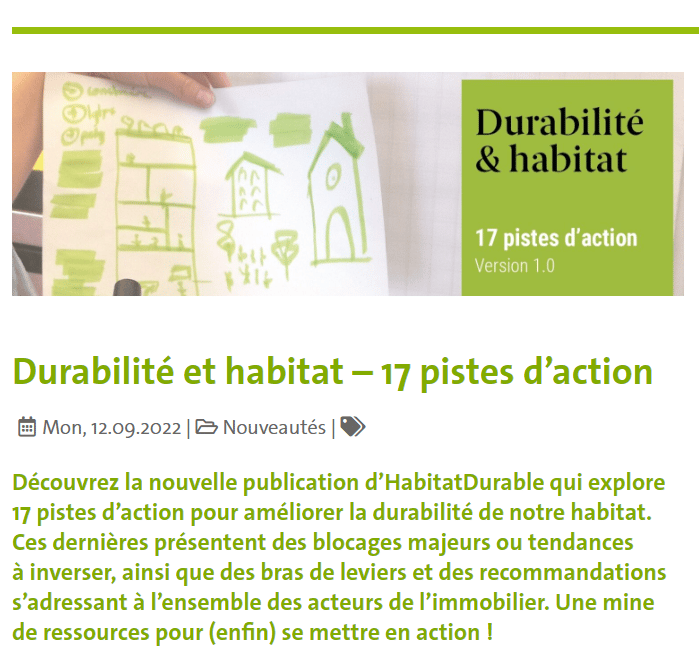 Durabilité & Habitat – 17 pistes d’actions